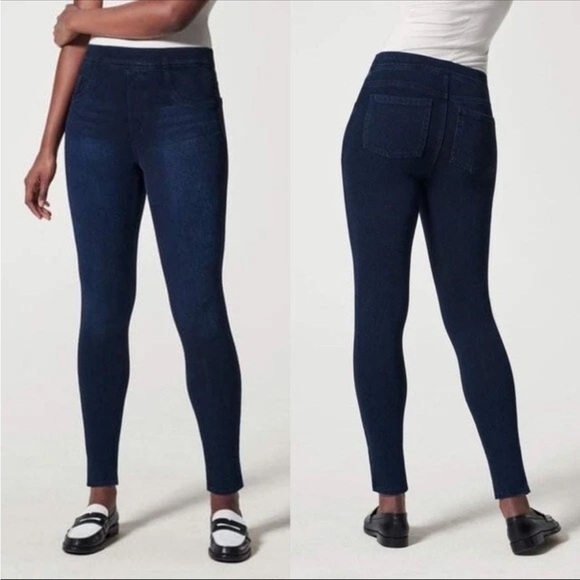 Spanx Jean-ish Ankle Leggings In Dark Wash Size L - Picture 1 of 7